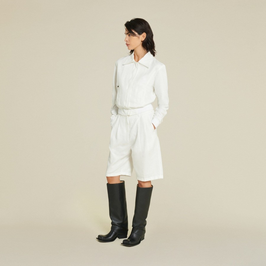 Trousers | LOIS Clara Topo Bermuda - Pleated Short White