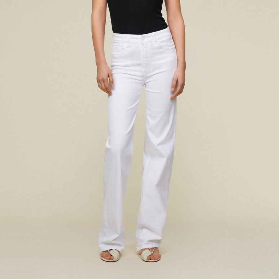 Trousers | LOIS Palazzo Megalia Mid Rise Wide Leg White