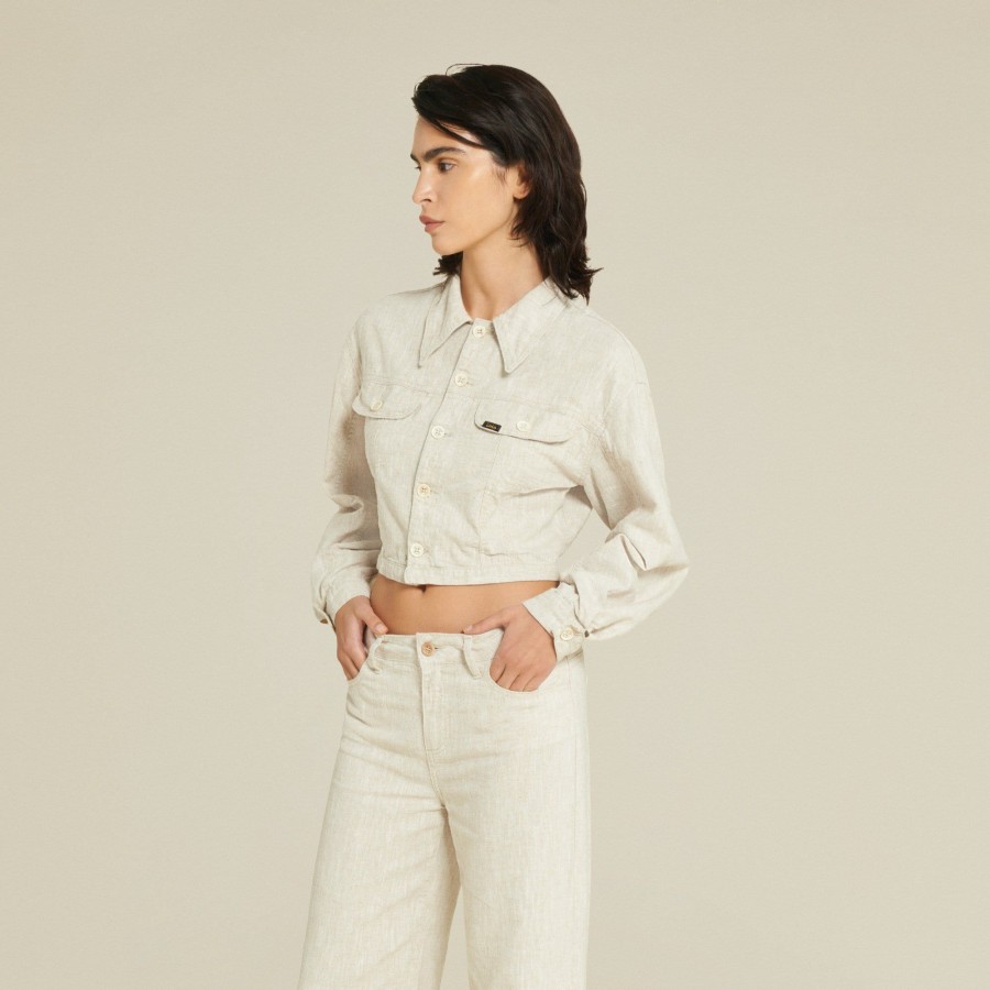 Jackets | LOIS Torero Elle Crude Linen - Cropped Jacket Ecru