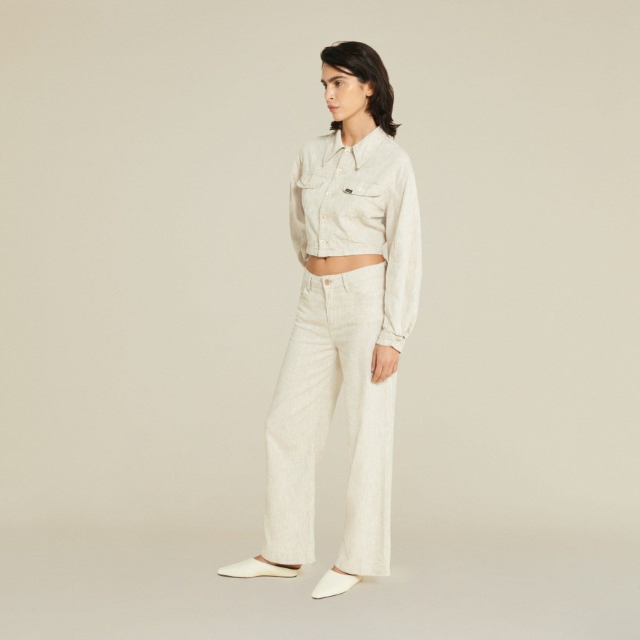 Trousers | LOIS Culotte Crude Linen - Mid Rise Wide Leg Ecru