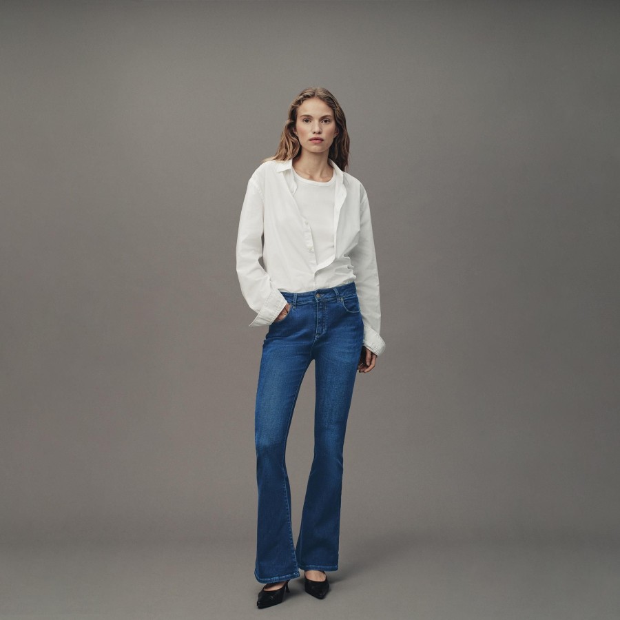 Jeans | LOIS Raval-16 Leia Teal - High Rise Flare Medium Blue