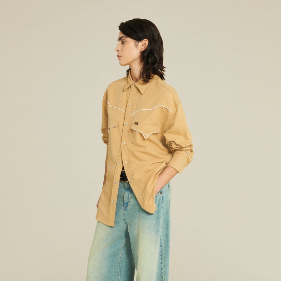 Shirts | LOIS Harper Topo Piping - Oversized Shirt Brown