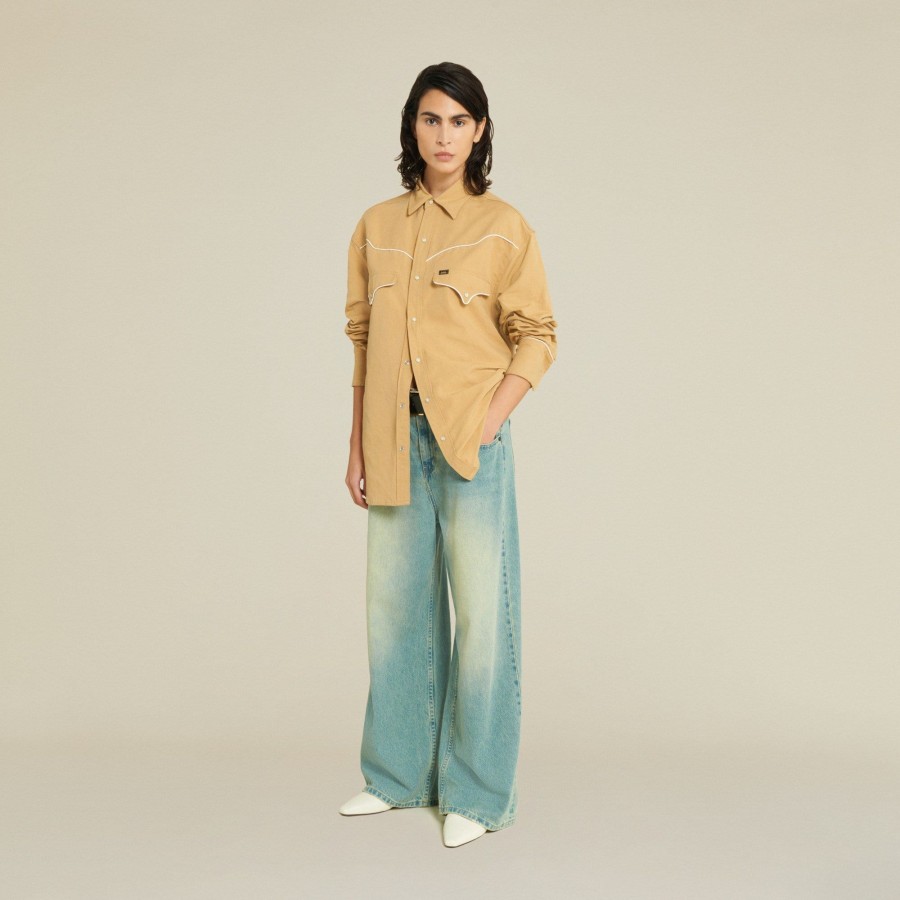 Shirts | LOIS Harper Topo Piping - Oversized Shirt Brown