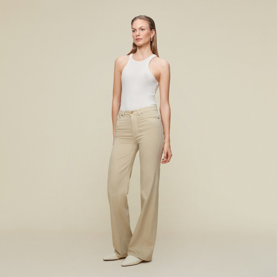 Trousers | LOIS Palazzo Edge Megalia Shot - Mid Rise Wide Leg